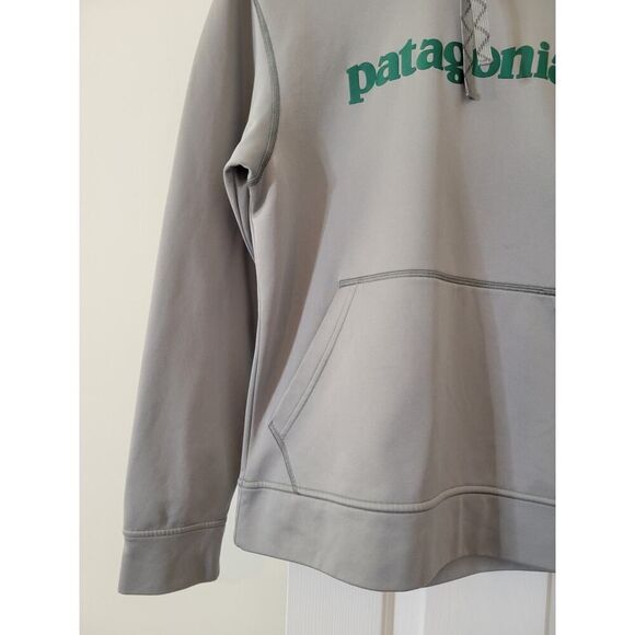 Patagonia Men's Text Logo PolyCycle® Hoody S Grey - Picture 6 of 11